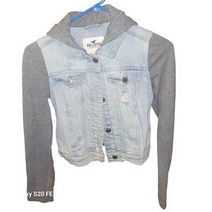 Hollister Light Blue and Gray Jean Jacket